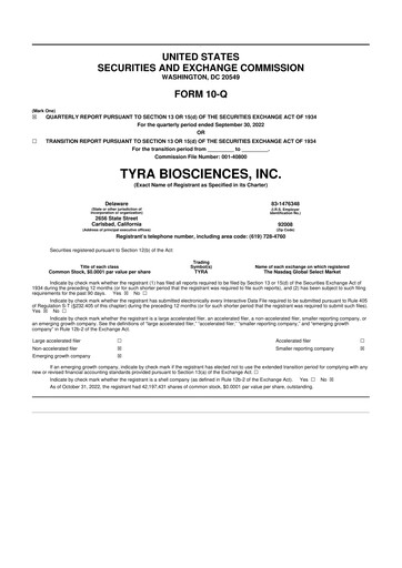 Thumbnail Tyra Biosciences 10-Q Quarterly Report FY2022 