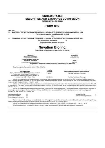 Thumbnail Nuvation Bio 10-Q Quarterly Report FY2022 