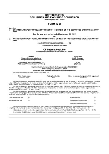 Thumbnail ICF International 10-Q Quarterly Report FY 