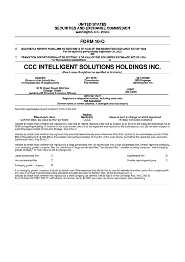 Thumbnail CCC Intelligent Solutions 10-Q Quarterly Report FY2022 
