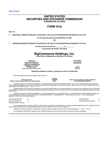 Thumbnail BigCommerce 10-Q Quarterly Report FY2022 