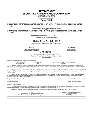 Thumbnail TripAdvisor 10-Q Quarterly Report FY2022 