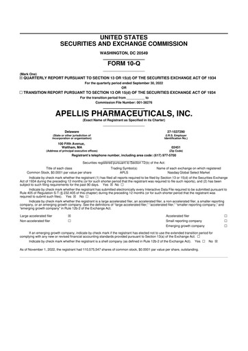 Thumbnail Apellis Pharmaceuticals 10-Q Quarterly Report FY2022 