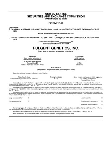 Thumbnail Fulgent Genetics
 10-Q Quarterly Report FY2022 
