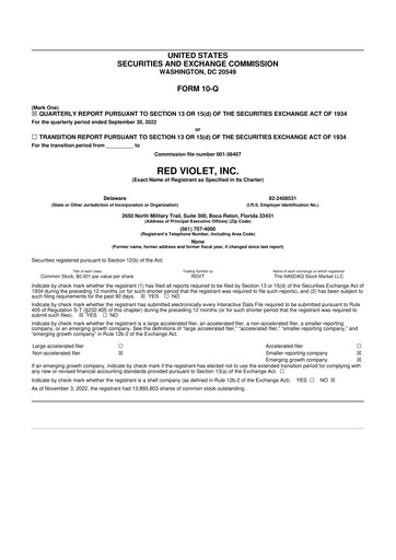 Thumbnail Red Violet 10-Q Quarterly Report FY2022 