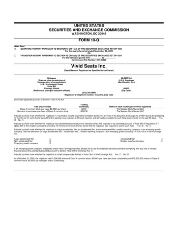 Thumbnail Vivid Seats 10-Q Quarterly Report FY2022 