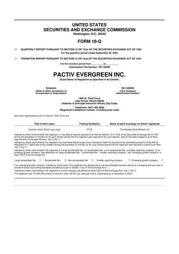 Thumbnail Pactiv Evergreen
 10-Q Quarterly Report FY2022 