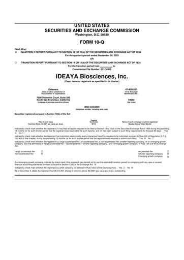Thumbnail IDEAYA Biosciences 10-Q Quarterly Report FY2022 