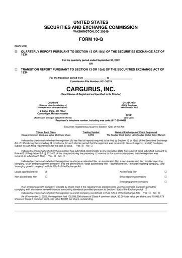 Thumbnail CarGurus 10-Q Quarterly Report FY2022 