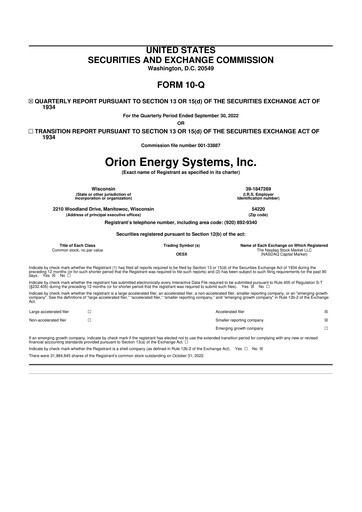 Thumbnail Orion Energy Systems
 10-Q Quarterly Report FY2022 
