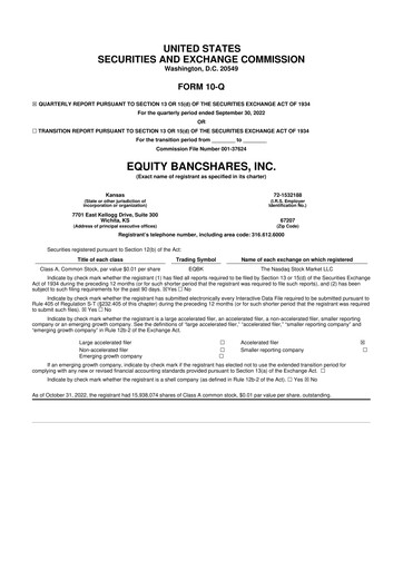 Vorschaubild Equity Bancshares 10-Q Quartalsbericht 2022 