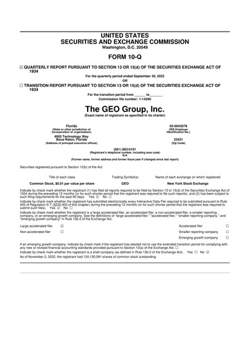 Thumbnail Geo Group 10-Q Quarterly Report FY2022 