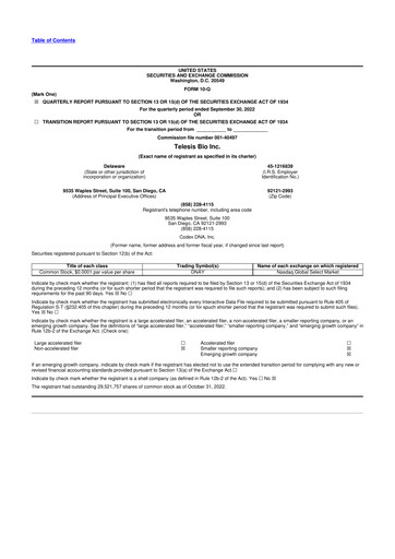 Vorschaubild Telesis Bio 10-Q Quartalsbericht 2022 