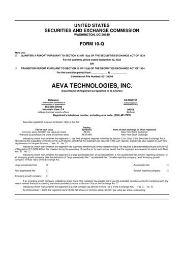 Thumbnail Aeva Technologies 10-Q Quarterly Report FY2022 