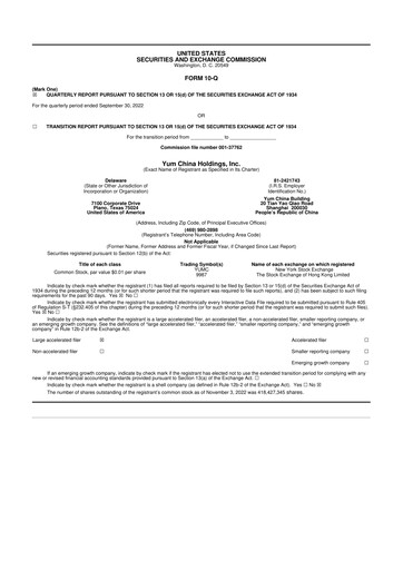 Thumbnail Yum China
 10-Q Quarterly Report FY2022 