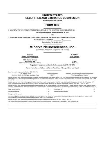 Vorschaubild Minerva Neurosciences
 10-Q Quartalsbericht  