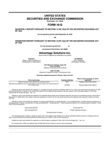 Thumbnail Advantage Solutions 10-Q Quarterly Report FY2022 