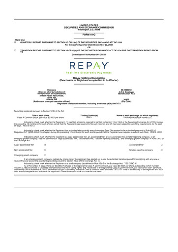 Thumbnail Repay Holdings 10-Q Quarterly Report FY 