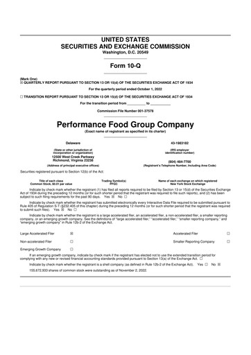 Miniature Performance Food Group 10-Q Rapport trimestriel 2022 