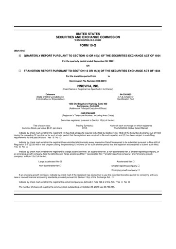 Thumbnail Innoviva 10-Q Quarterly Report FY2022 