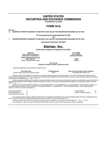 Thumbnail Aterian 10-Q Quarterly Report FY2022 