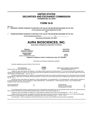 Thumbnail Aura Biosciences 10-Q Quarterly Report FY2022 