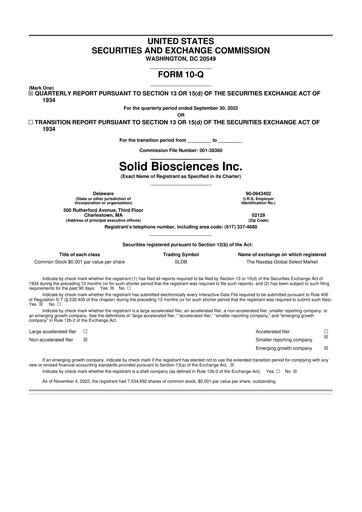 Thumbnail Solid Biosciences
 10-Q Quarterly Report FY2022 