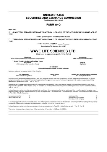 Thumbnail Wave Life Sciences 10-Q Quarterly Report FY2022 