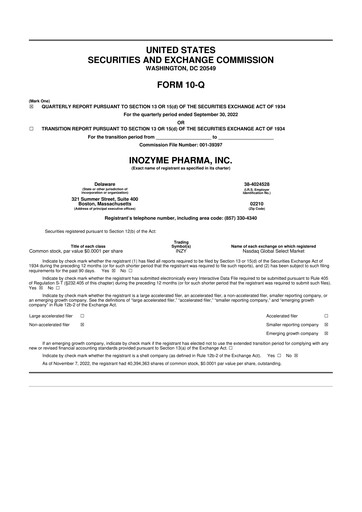 Thumbnail Inozyme Pharma 10-Q Quarterly Report FY2022 