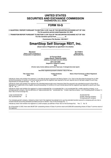 Vorschaubild SmartStop Self Storage REIT 10-Q Quartalsbericht 2022 