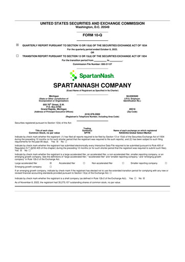 Thumbnail SpartanNash
 10-Q Quarterly Report FY2022 