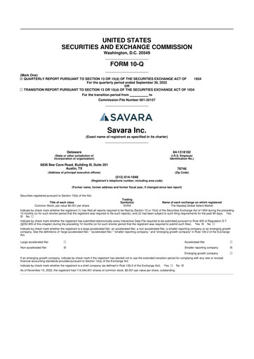 Thumbnail Savara 10-Q Quarterly Report FY2022 