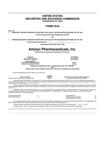 Miniature Amylyx Pharmaceuticals 10-Q Rapport trimestriel 2022 