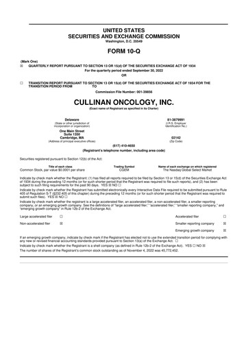 Thumbnail Cullinan Therapeutics 10-Q Quarterly Report FY2022 