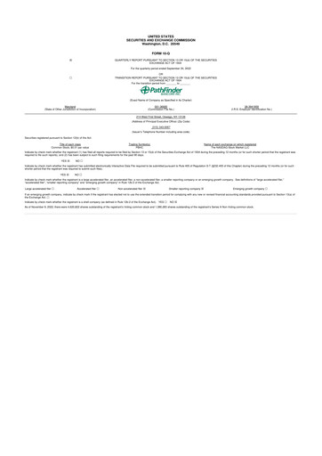 Miniature Pathfinder Bancorp 10-Q Rapport trimestriel 2022 