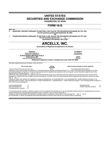 Thumbnail Arcellx 10-Q Quarterly Report FY2022 