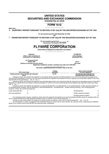 Vorschaubild Flywire 10-Q Quartalsbericht 2022 