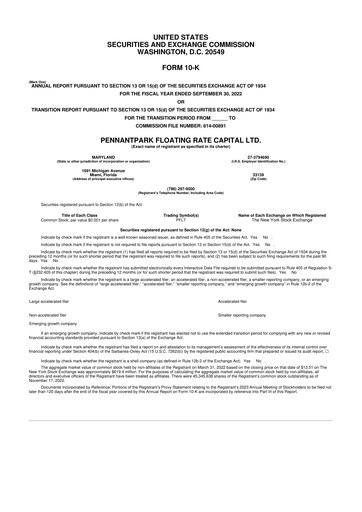 Thumbnail PennantPark Floating Rate Capital Ltd.
 10-K Annual Report 2022