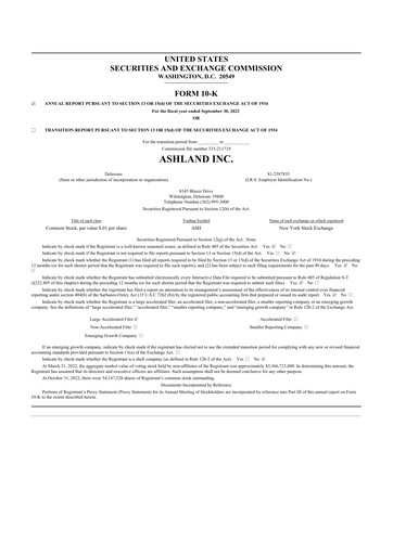 Thumbnail Ashland 10-K Annual Report 2022