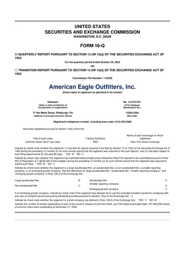 Thumbnail American Eagle Outfitters
 10-Q Quarterly Report FY2022 
