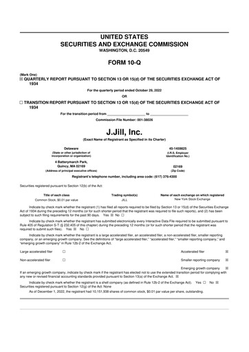 Miniature J.Jill
 10-Q Rapport trimestriel 2022 