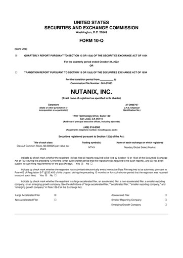Thumbnail Nutanix 10-Q Quarterly Report FY2022 