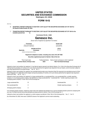 Thumbnail Genesco
 10-Q Quarterly Report FY2023 