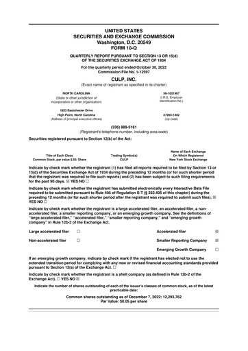 Thumbnail Culp, Inc. 10-Q Quarterly Report FY2023 
