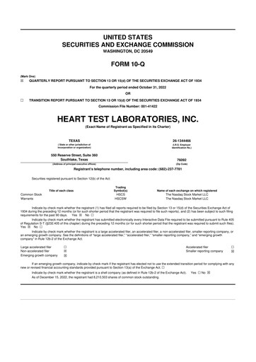 Thumbnail HeartSciences Inc. 10-Q Quarterly Report FY2023 