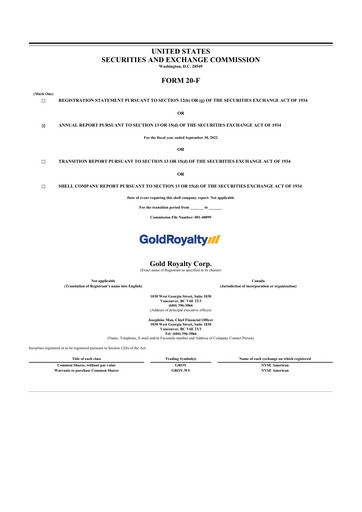 Vorschaubild Gold Royalty Corp 20-F Jahresbericht 2022