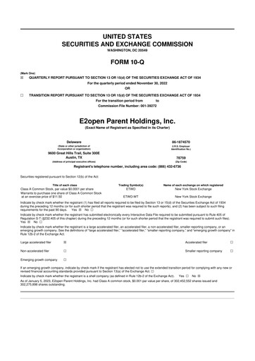 Miniature e2open 10-Q Rapport trimestriel 2023 