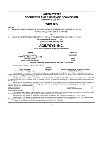 Thumbnail Agilysys 10-Q Quarterly Report FY 