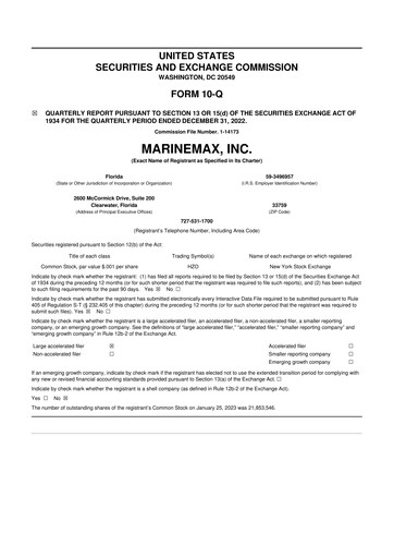 Thumbnail MarineMax 10-Q Quarterly Report FY2023 