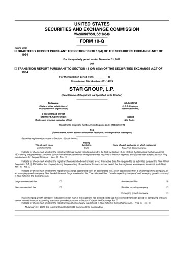Thumbnail Star Group 10-Q Quarterly Report FY2023 